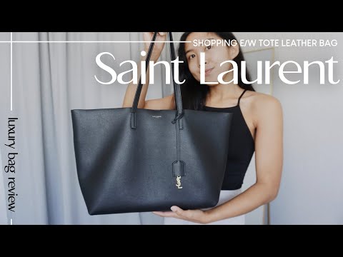 Shopping Large Leather Tote in Black - Saint Laurent