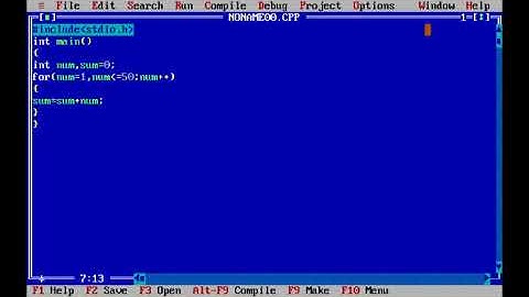 Program to calculate sum of first 50 natural numbers using for loop in C.[Turbo c++]