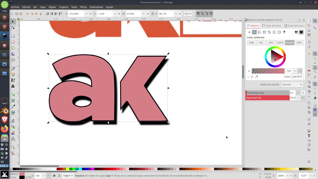 inkscape vector convert characters one letters