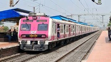Howrah-Barddhaman Chord Line Pink ICF Medha EMU Local Train Arriving Station at Busy Rush Hour | ER