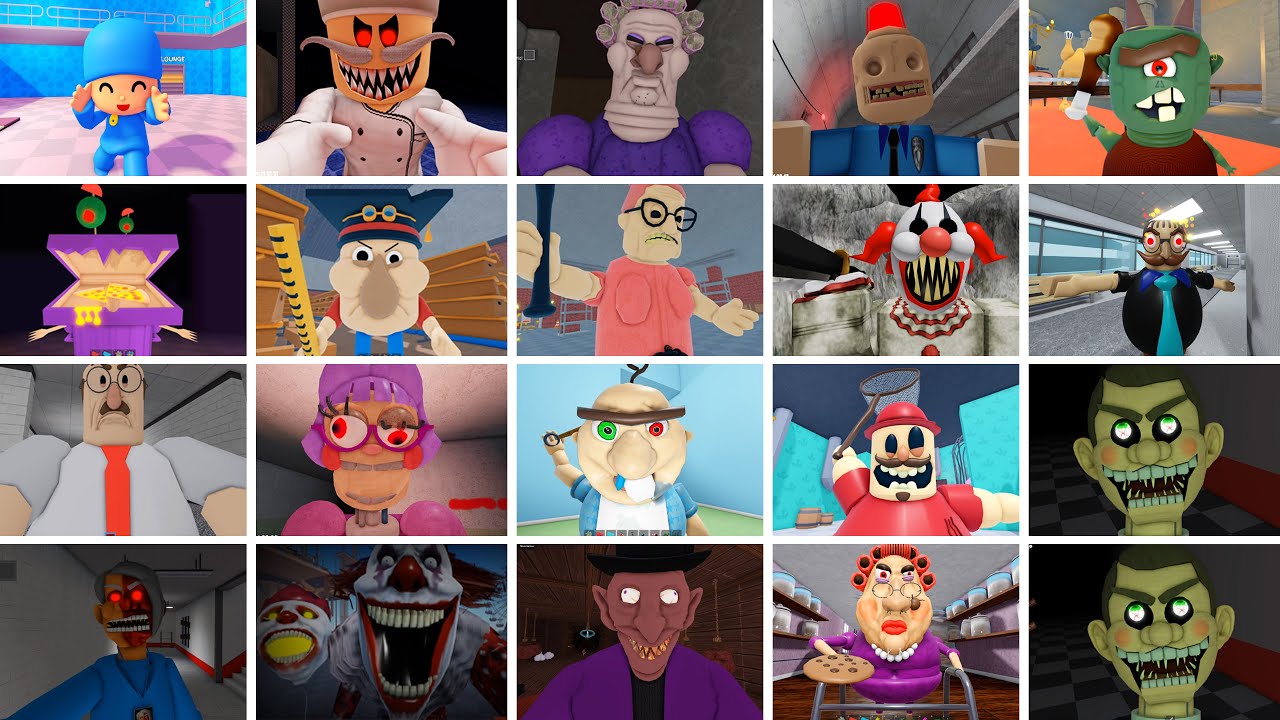 POCOYO PRISON,Papa Pizza's,GRUMPY GRAN,SIREN COP'S,DHUUR'S DUNGEON, ROBLOX JUMPSCARE'S
