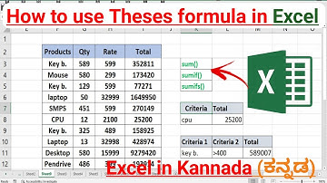 Sum formula ಗಳು ಕನ್ನಡದಲ್ಲಿ|Excel in Kannada