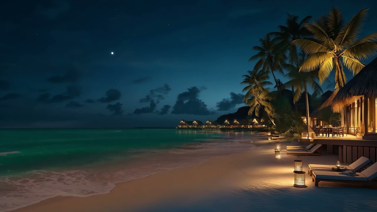 Luxury Maldives Night | Peaceful Oceanfront Ambience