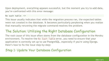 Resolving the No Such Table Error After Redeployment on Heroku