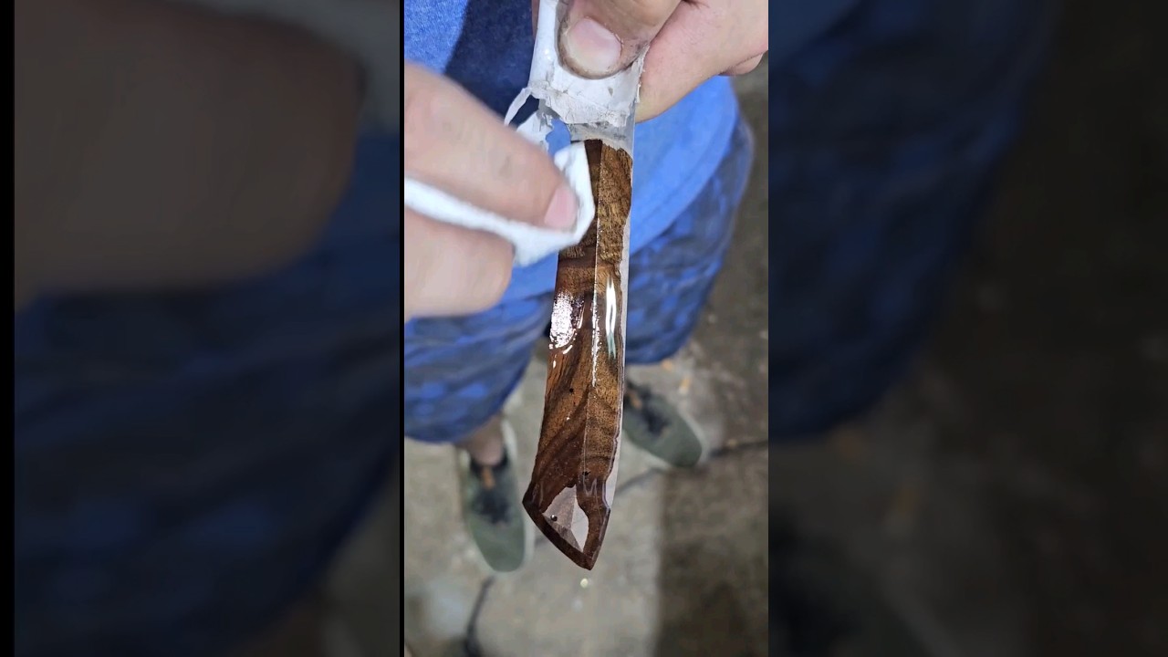 CA glue finish on walnut knife handle 