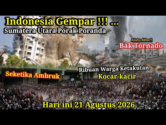 Sumatera Utara gempar 21/8/2026!! Detik detik Bak Tornado Hancurkan Satu kota, angin beliung Medan