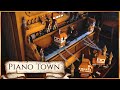 Piano Town [ASMR] Tiny Worlds 🎹 Soft Piano Music &amp; Thunderstorm Rain ✨ Fantasy Village Ambience