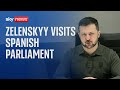 Ukrainian president volodymyr zelenskyy visits spanish parliament
