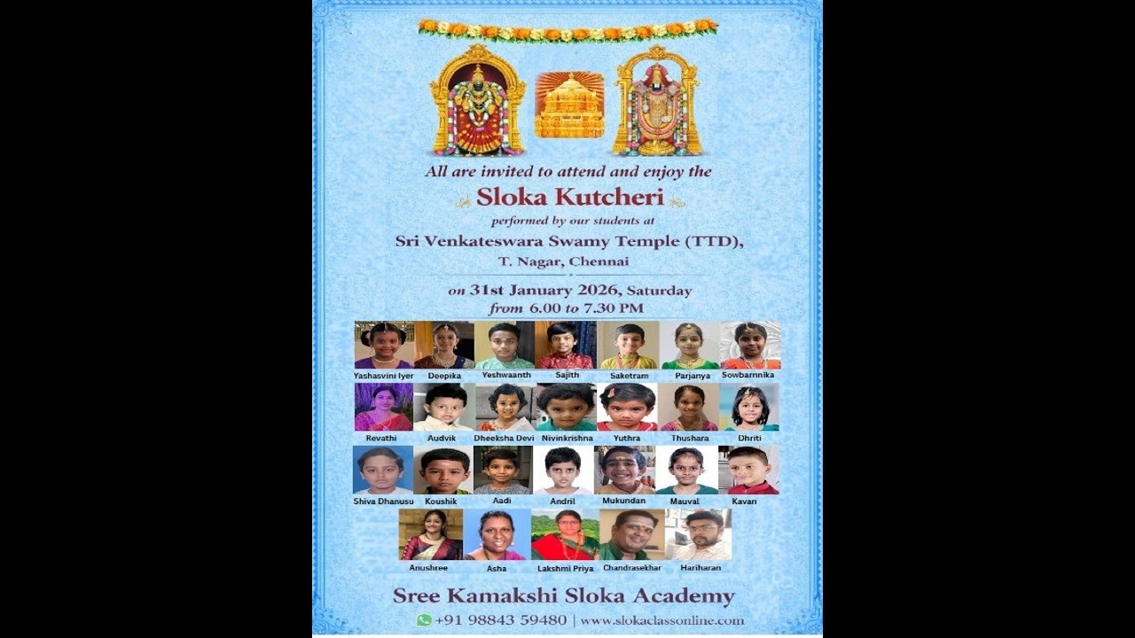 Sloka Kutcheri at TTD Temple, Chennai by our students
