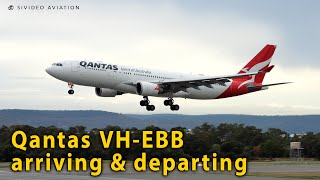 Qantas Airways (VH-EBB) arriving & departing Perth Airport.