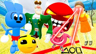 SQUID GAME WITH ALL NEW FIRE IN THE HOLE FAMILY GEOMETRY DASH in Garry's Mod! (+3D MEMES, ZOONOMALY)