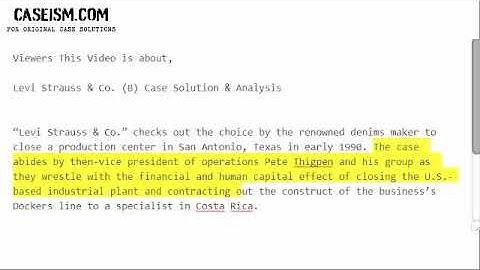 Levi Strauss & Co. (B) Case Solution & Analysis-  Caseism.com