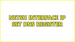 Netsh interface ip set dns register