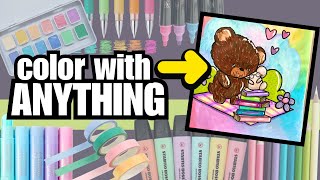 I try Coloring with TEN DiFFeRenT art/office supplies