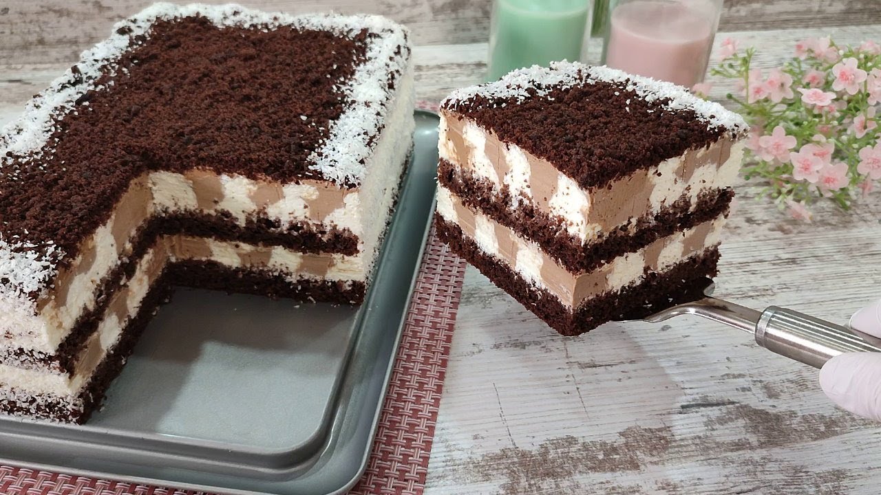 Этот шоколадный торт тает во рту! Без желатина! Быстро и вкусно! Кокосово-шоколадный торт