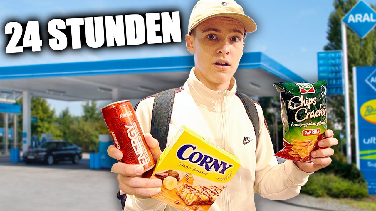 24 stunden NUR von TANKSTELLEN ESSEN ernähren! 🍫⛽️