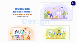 Money Investment Cartoon Flat 2D Character Animation Scene Premier Pro Template