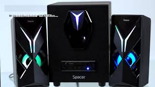 Boxe Gaming Spacer HURRICANE-BT I Sistem audio 2.1. Bluetooth. I Iluminare RGB