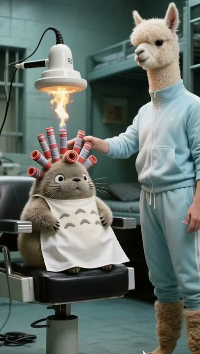 Totoro and Alpaca playing Dalgona Candy Game #animals #cute#dalgona#funny  #animation