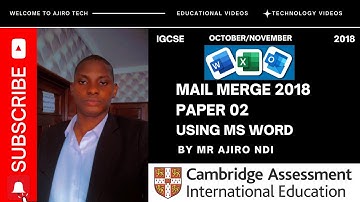 IGCSE ICT (0417/0983) Paper 2 Mail Merge October November 2018 Variant 02