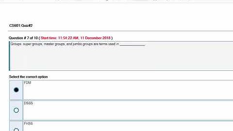 CS601 (Data Communication) Quizz No # 2 Solution Winter Fall 2018