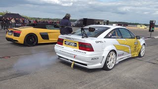 600HP Opel Calibra 4x4 Turbo vs Audi R8 V10 Plus Resimi