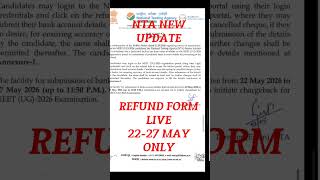 NEET 2026 Students Alert ⚠️ NTA Refund Process Start | Paise Wapas Milega #feerefund #ntaupdate