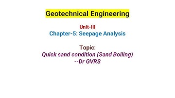 Quick sand condition (Sand Boiling)--Dr GVRS