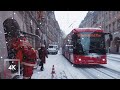 Snowfall in Bern, Switzerland | Binaural Walking in Bern, Old Town in the Winter Snow, 4k