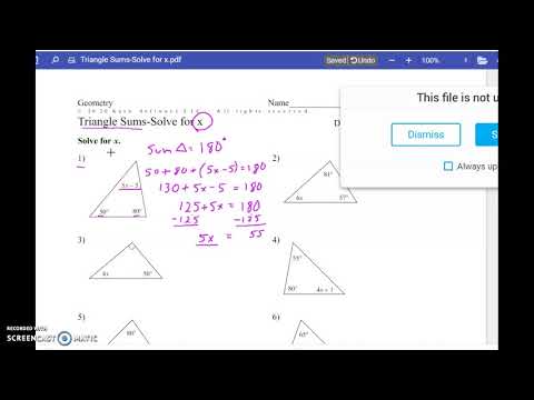Unit 3 Triangle Sum solve for x