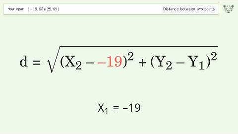 Find the distance between two points p1 (-19,85) and p2 (29,89): Step-by-Step Video Solution
