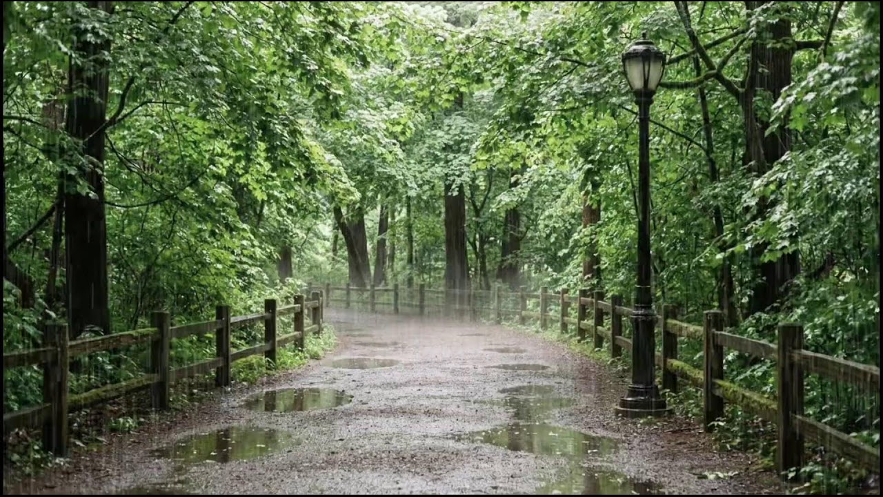 Light Rain Through Woodland Leaves | Peaceful Ambient Audio for Relaxation