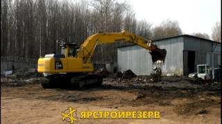 Гусеничный экскаватор Komatsu. Ярстройрезерв.(видео от http://www.yarsr.ru . Гусеничный экскаватор Komatsu PC210LC-8. Экскаватор в аренду в Ярославле. ООО 