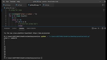 Printing all prime numbers in a given range  in Python VISIONi