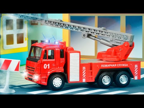 ماشین آتش نشانی قرمز با ماشین پلیس | کارتون ماشین های اضطراری برای بچه ها