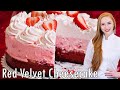 The BEST Strawberry Red Velvet Cheesecake Recipe!! With Strawberry Mousse & Whipped Cream!