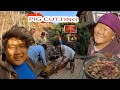 Pork cutting in village for wedding   nepalivillagevlog with mom