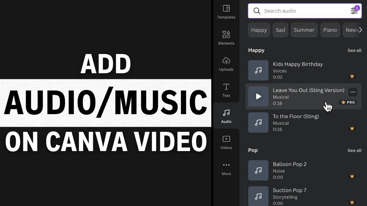 How to Add Audio in Canva (How to Add Music to Canva Video) YouTube