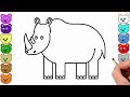 Cara menggambar Binatang Badak dan Mewarnai Untuk Anak anak