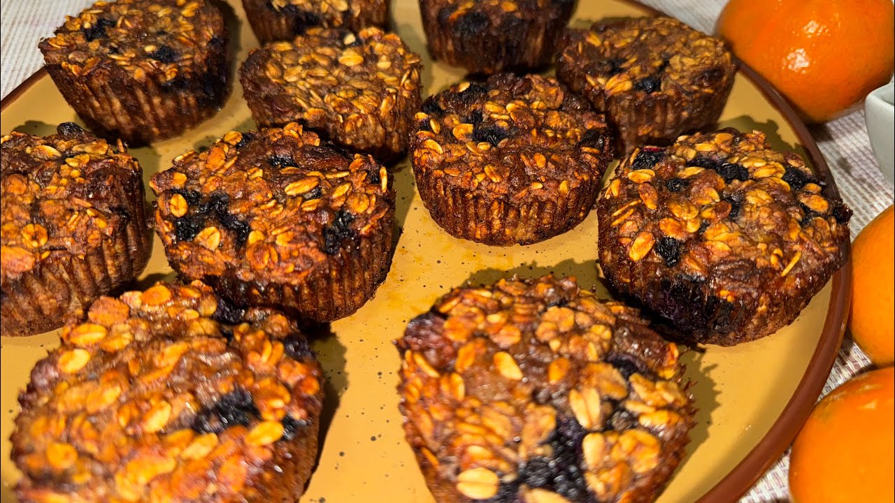 Zdravi banana mafini bez šećera sa ovsenim pahuljicama i borovnicama 🧁🫐