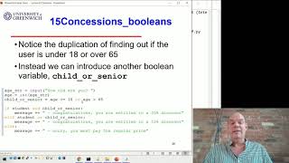 Python 03-7: Decisions - concessions: nested ifs, and operator, not operator
