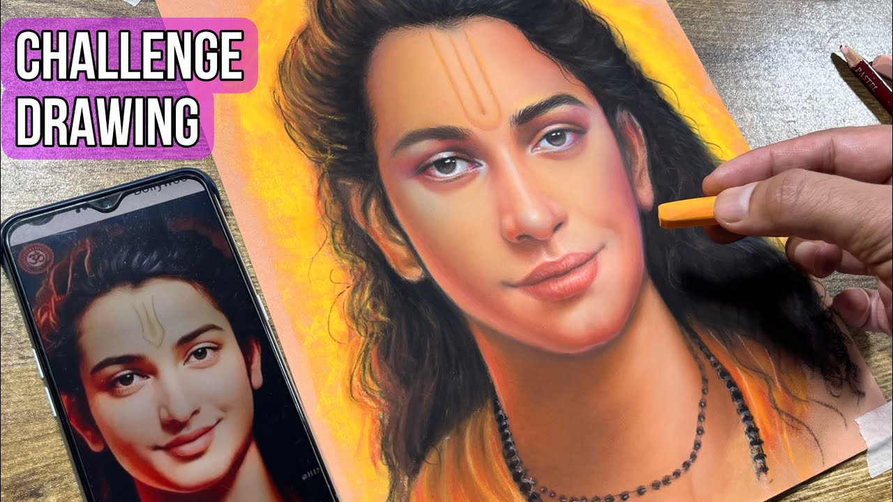 I Challenged 🙅🏻 hyperrealistic drawing of Sri Ram made by AI | Soft Pastel lesson