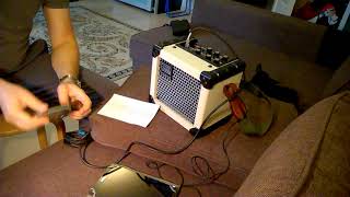 Демонстрация комбоусилтеля Roland micro cube. Как звучит губная гармоника. Микрофон - высокий имп.