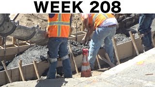 One-week construction time-lapse with highlights/closeups: Ⓗ Week 208: Multiple concrete pours