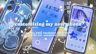 customizing my new phone | wanderer theme, galaxy A55(awesome navy) ⋆ ˚｡⋆୨୧˚