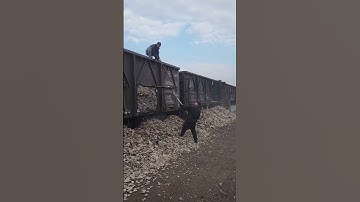 The unloading process of a train pulling stones- Good tools and machinery make work easy