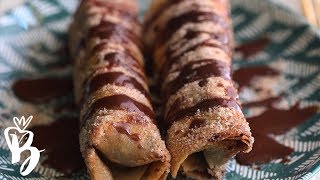 حلى بالنوتيلا والموز ٣ مقادير بس! | Nutella and Banana rolls