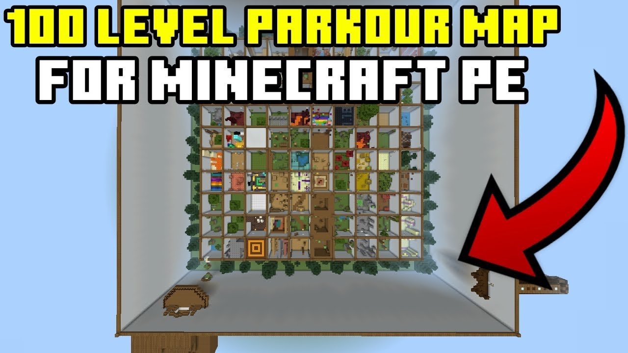 100 level Parkour map for Minecraft Pocket edition and bedrock edition ...