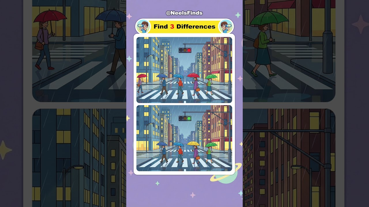 ☔ Find 3 Differences | A Rainy City Street Crossing | Neels Finds - 0034 