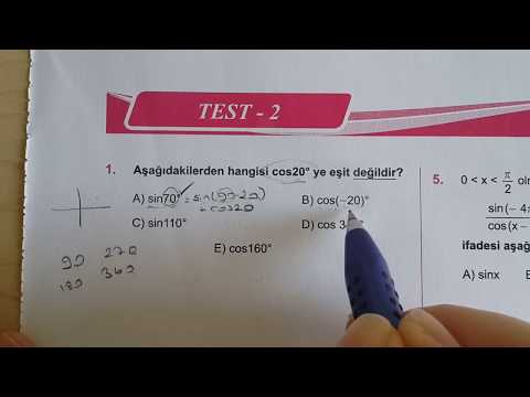 Karekök YKS(LYS)Matematik TRİGONOMETRİ Test 2 Anlatımlı Çözümleri